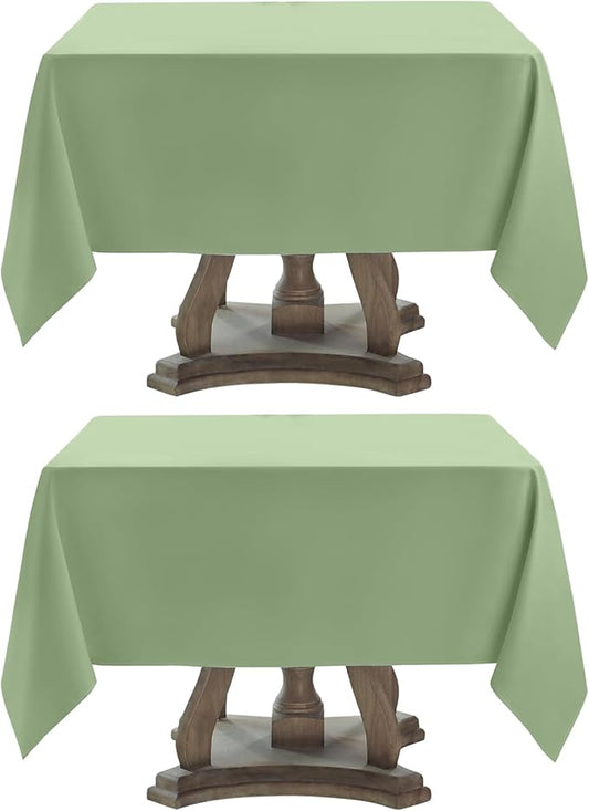 Square Tablecloth 52 x 52 Inch Sage Green Tablecloths Stain-Wrinkle Resistant Washable Polyester Table Cloths for Holiday, Buffet Parties, and Weddinge 2pack