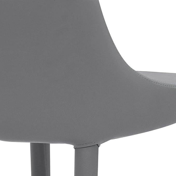ZURI Jillian Gray Leatherette Bar Stool with Stainless Steel Base