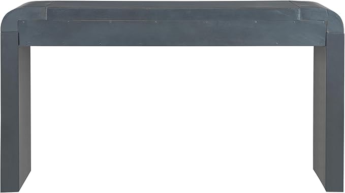 Farmhouse Modern Curved Console Table 54.3-Inch Sofa Entry Table Fluted Accent Tables with Storage Drawers for Living Room Entryway Hallway Furniture, Dark Navy
