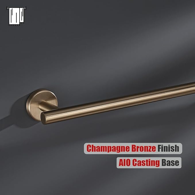 JQK Champagne Bronze Towel Bar, 12 Inch 304 Stainless Steel Thicken 0.8mm Towel Rack Bathroom, Towel Holder Wall Mount, Useable Length 9 Inch, TB110L9-CB