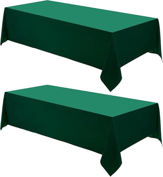 Rectangle Tablecloths 60x120 Inch 2 Pack Dark Green Tablecloth for 6ft Washable Decorative Linen Polyester Table Cloths for 8ft Dining Table Banquets Buffet Parties and Wedding