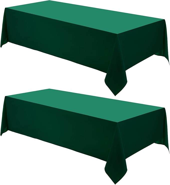 Rectangle Tablecloths 90x132 Inch 2 Pack Dark Green Tablecloth for 6ft Washable Decorative Linen Polyester Table Cloths for 8ft Dining Table Banquets Buffet Parties and Wedding