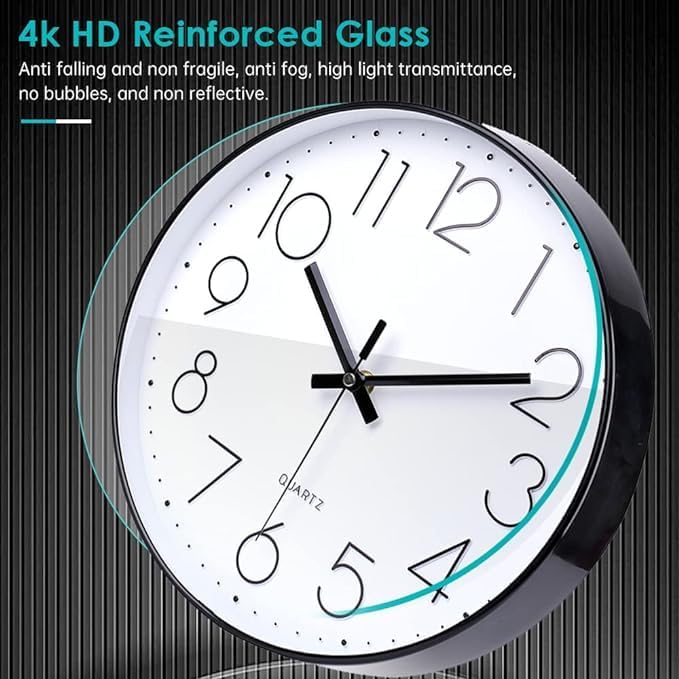 jomparis 16 Inch Large Wall Clock Modern Elegant Simple Style for Living Room Office (Black)