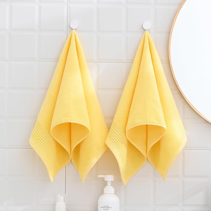 sense gnosis Yellow Hand Towel Set of 2 Super Soft 100% Cotton Quick Dry Absorbent Waffle Weave Decorative Bath Hand Towels for Bathroom 13" x 29"