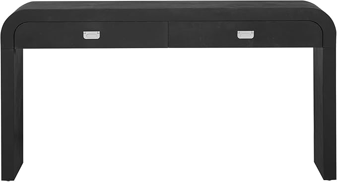 Merax Entryway Console Table, with 2 Storage Drawers, Retro Style/Wood Frame/Behind Couch & Sofa, Black