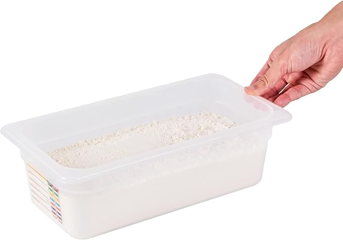 Restaurantware Food Pans Pack of 10 Plastic Rectangle Food Containers 1/3 Size with Traceability Label, Storage Containers Dishwashable Hot Cold Friendly for Restaurants Buffet Commercial Use