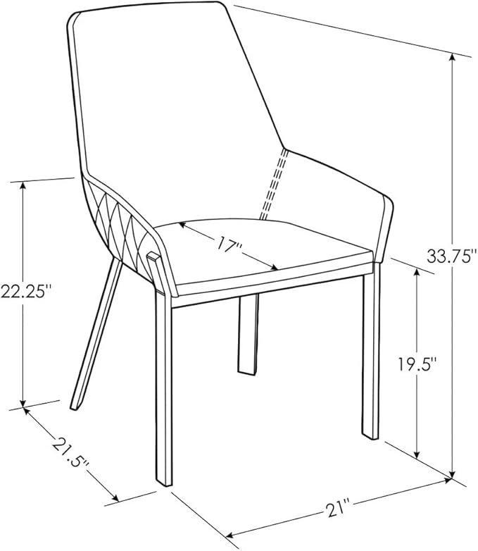 Zuri Furniture Sydney Black Leatherette Dining Chair with Brushed Stainless Steel Legs