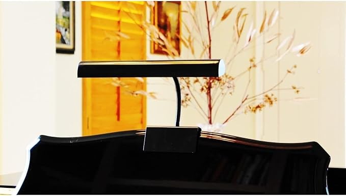 Cocoweb 14" Grand Piano Lamp, LED, Adjustable, Quality Lighting in Black, with Plug-in Adapter - GPLED14-7D