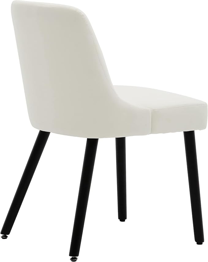 MINCETA Dining Chair,Morden Wood Leg Upholstered Kitchen Chair Set of 2,PU in Cream White