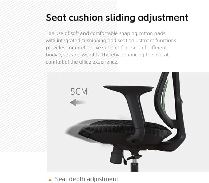 Mesh Office Chair – Ergonomic Office Chair with Lumbar Support, Adjustable Armrests & Sliding Soft Seat Cushion – Holds Up to 270lbs (Black)
