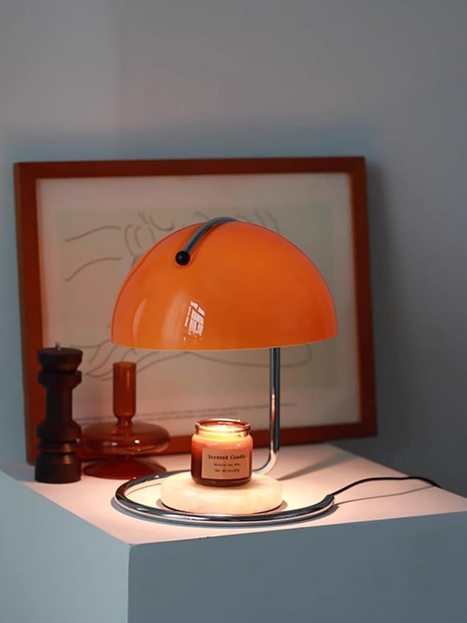 Wax Melt Warmer Lamp, Decorative Candle Wax Melter with Dimmer (Orange)