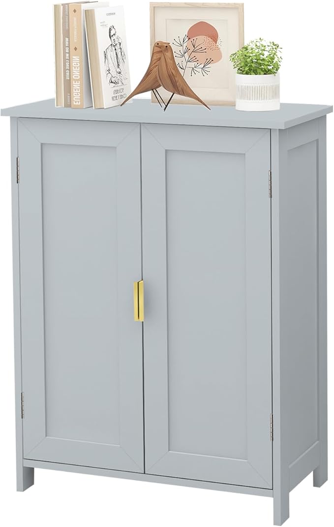 TaoHFE Grey Bathroom Storage Cabinet,Bathroom Cabinets Freestanding with 2 Doors,Towel Cabinet for Bathrooms,Restroom Cabinets,Small Storage Cabinet for Office,Restaurant,Living Room
