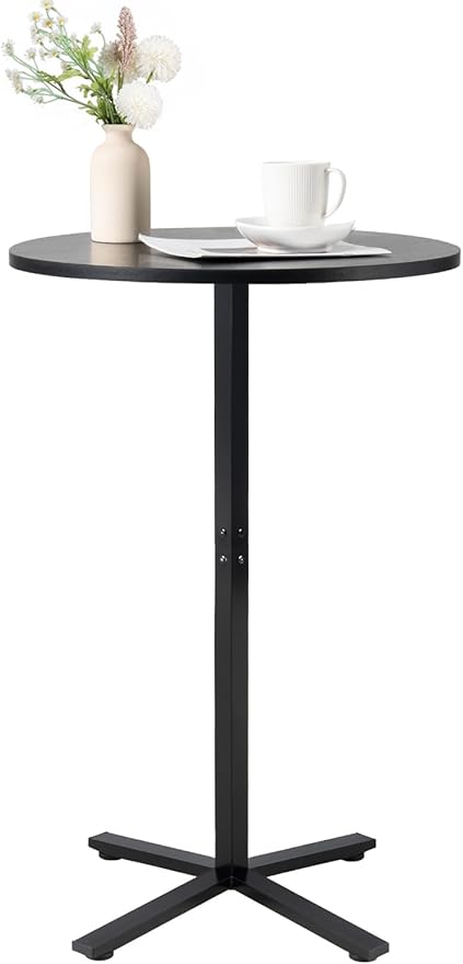 Bar Table,41 Inch Height Cocktail Table Round Bistro Bar Table with Metal Frame and Cross Base for Home,Kitchen Dining,Bar,Black
