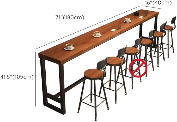 RUNNUP Farmhouse Bar Table Solid Wood Rectangle Bar Height Table for Kitchen Coffee Shop Window Small Space -Table Only(70.9" L x 15.7" W x 41.3" H)