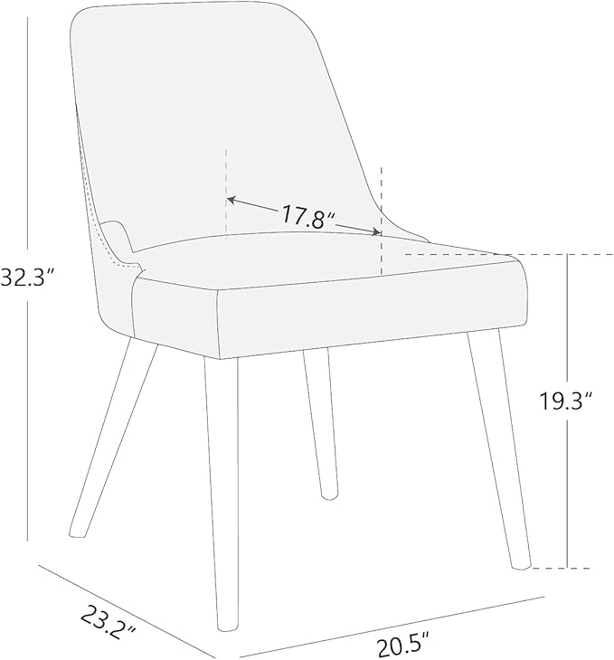 CHITA Mid-Century Modern Dining Chair, Upholstered Fabric Accent Chair for Dining Room, Set of 2, Flax Beige in Fabric