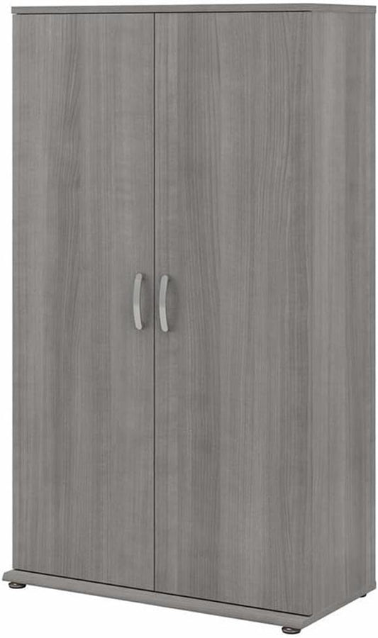 Bush Business Furniture Universal Tall Storage Cabinet with Doors and Shelves in Platinum Gray | Large Storage Unit for Home Office or Commercial Space