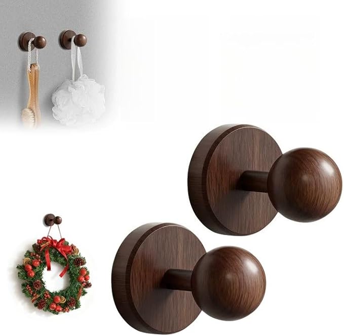 Wreath Hangers for Front Door,Suction Cup Hooks for Shower,Removable No-drill Suction Cup Hook for Door Wreaths/Glass Window/kitchen,Ideal for Holiday/Christmas Door Decoration(2 pcs-4 suction cups)