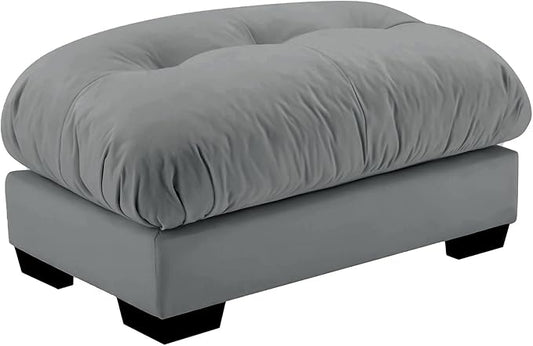 Grey Ottoman for Modular Sectional Sofa, Velvet Fabric Seat for Oversized Sectional Couches for Living Room Bedroom Apartment, Cloud Sofa Couch, Sofá para Sala