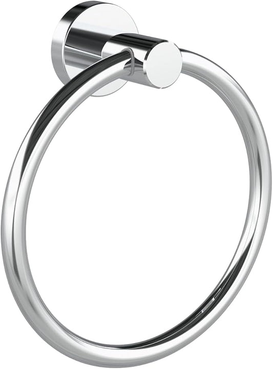 Chrome Hand Towel Holder for Bathroom Kitchen Towel Ring Modern Rounded Base Wall Mount SUS304 Stainless Steel