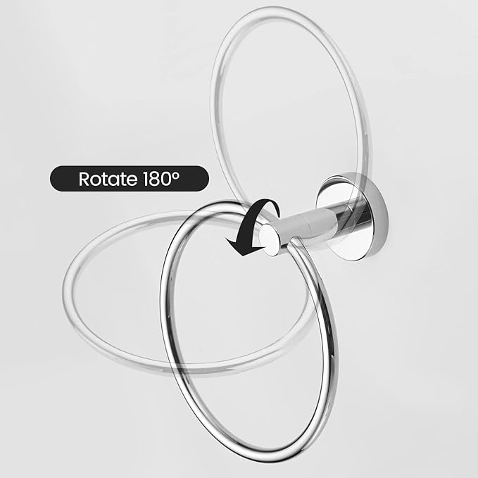 Chrome Bathroom Hardware, Polished Silver Toilet Paper Holder Towel Ring Robe Hook Wall Mount Hand Towel Holder Set Tissue Roll Holder with Double Post Accessories SUS304 Stainless Steel 3pc