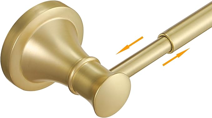 BESy Adjustable Bronze 16 to 28 Inch Bath Towel Bar Rack for Bathroom Towel Holder, Wall Mounted Towel Bar Rod Hanger Bathroom Hardware Accessories Hotel Style, Stainless Steel, Brushed Gold