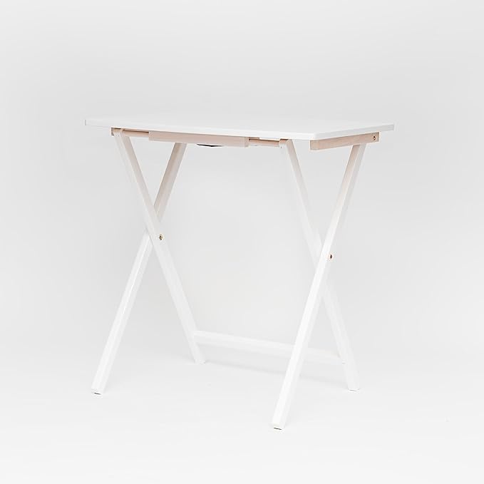 PJ Wood 5 Pack XL Oversize Tray Table for Living Room or Kitchen, Indoor TV Tray Set for Small Spaces and Family Gatherings, White