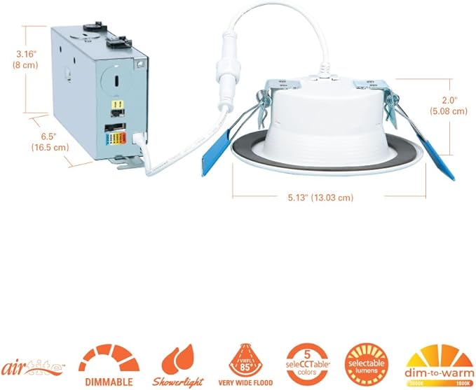 HALO RL 4-Inch Indoor/Outdoor Canless LED Recessed Lighting Downlight with Selectable Color Temperatures - RL4069FSD2W1EWHDM