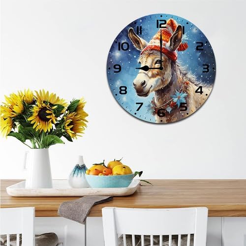 Donkey Wall Clock Large Silent Non-Ticking Battery Operated Modern Clocks for Living Room Decor/Bedroom/Office (12x12 in)
