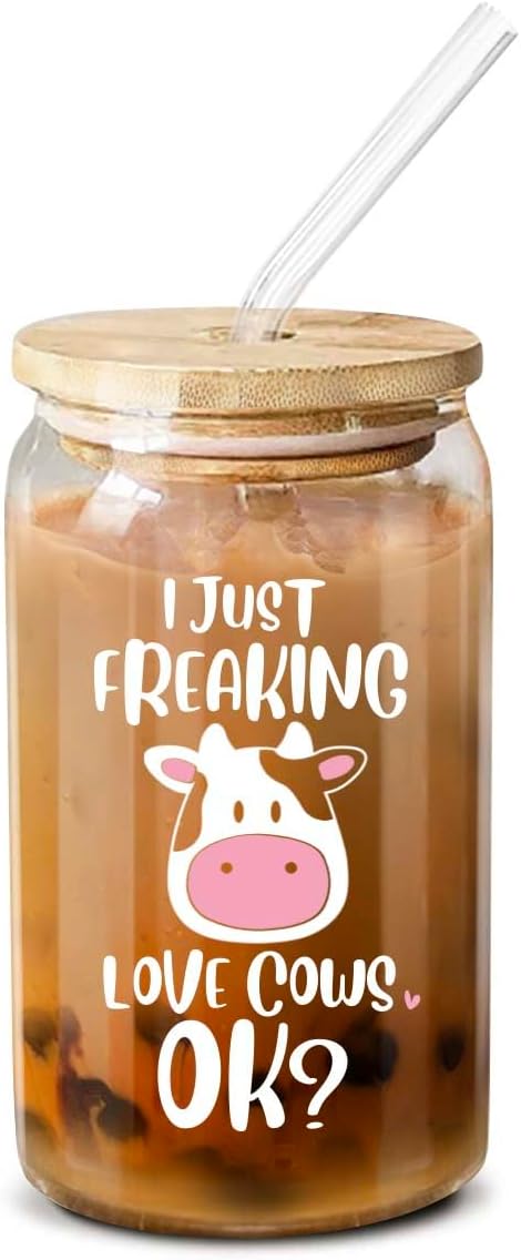 NewEleven Christmas Gifts For Her - Cow Gifts For Women - Stuff For Cow Lovers - Cute Funny Birthday Gift For Women, Best Friend, Sister, Daughter, Coworker - 16 Oz Coffee