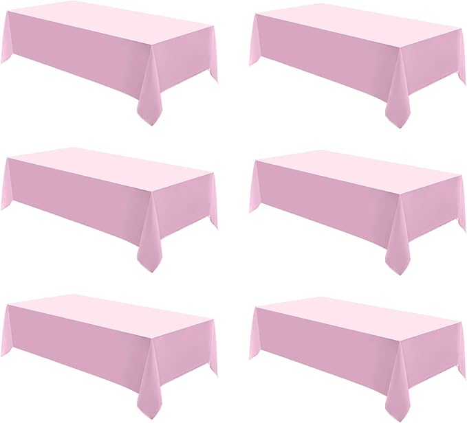 Rectangle Tablecloths 90x132 Inch 6 Pack Pink Tablecloth for 6ft Washable Decorative Linen Polyester Table Cloths for 8ft Dining Table Banquets Buffet Parties and Wedding