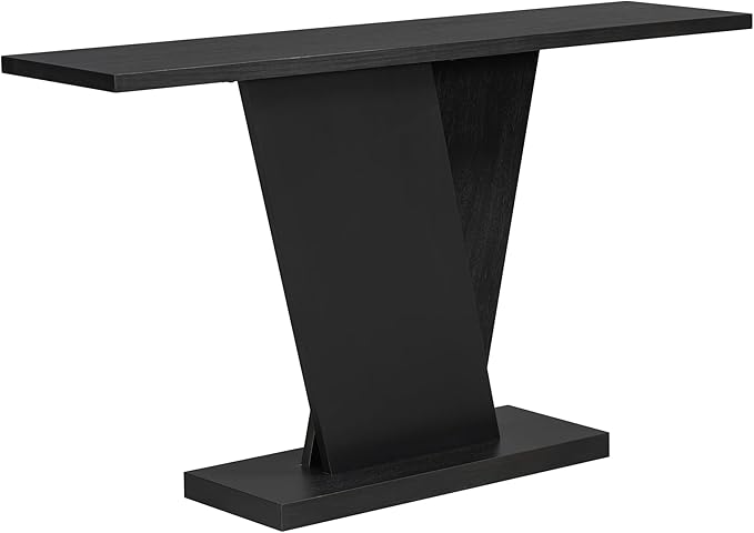 Modern Unique Console Table 59.8-Inch Long Entry Sofa Table Accent Furniture for Living Room Hallway Entryway, Black