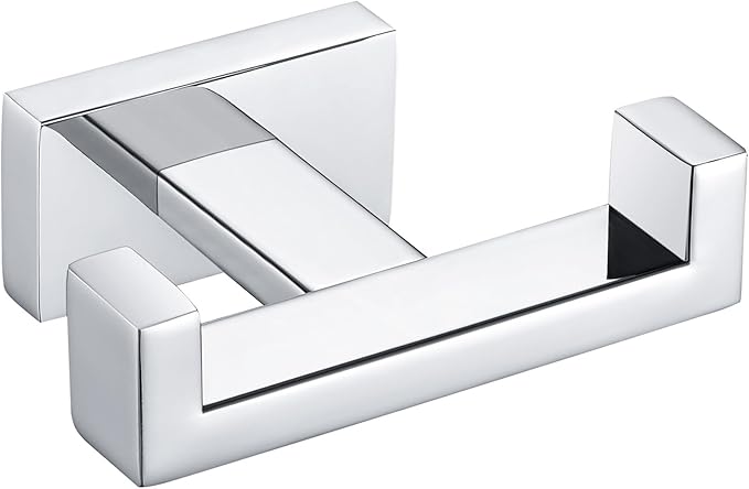 Suyar Double Towel Hook, SUS304 Stainless Steel Bathroom Hand Towel Holder, Bath Coat Robe Hanger Polished Chrome, Wall Mounted