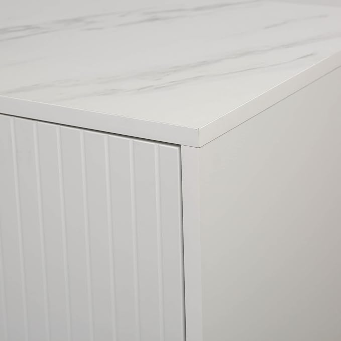 Modern Elegant Sideboard Buffet Large Storage Cabinet with Gold Metal Legs&Handles and Adjustable Shelf, 60'' Classic Console Table Sofa Table Entryway Table for Living Room Kitchen (White-60'')