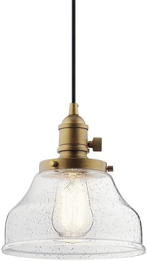 KICHLER Avery 8.5" 1 Light Bell Mini Pendant with Clear Seeded Glass Chrome