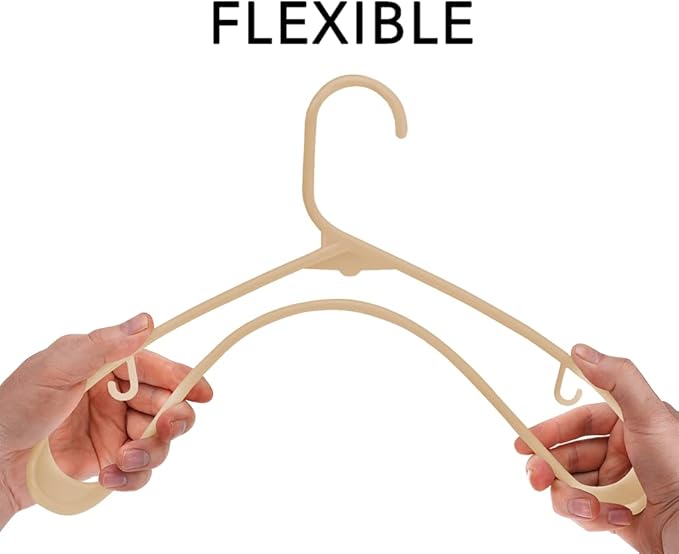 Sharpty Plastic Hangers Clothes Hangers for Clothing, Closet, Coats & Shirts - Durable, Thick, Tough & Space Saving - for Everyday Standard Use, Room Essentials & Basics - 60 Pack - Beige