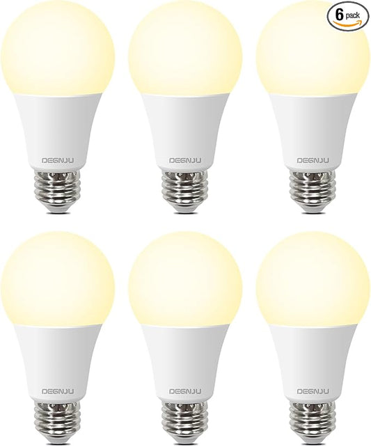 A19 LED Light Bulbs 100W Equivalent 2700K Soft White, 1500 Lumens, E26 Base, Non-Dimmable, 13W Bright White for Bedroom Home Office, 6 Pack