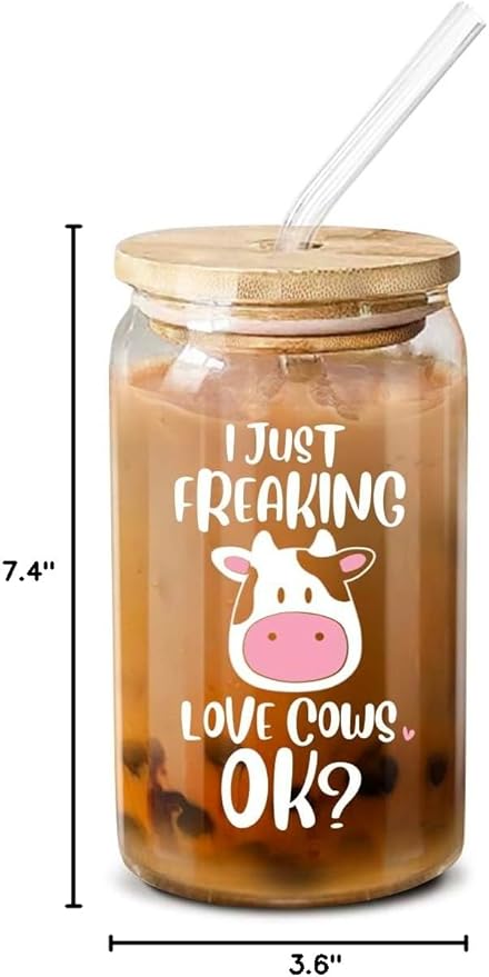 NewEleven Christmas Gifts For Her - Cow Gifts For Women - Stuff For Cow Lovers - Cute Funny Birthday Gift For Women, Best Friend, Sister, Daughter, Coworker - 16 Oz Coffee
