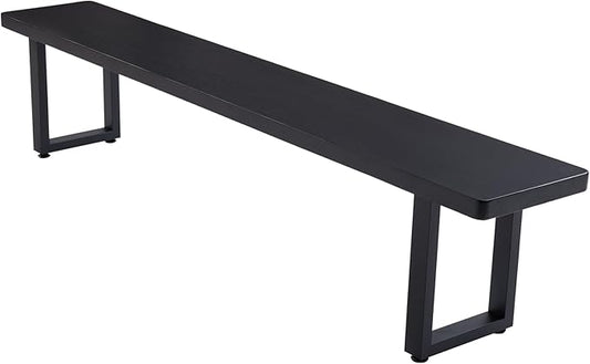 Black Bench Wooden Bench with Metal Legs Suitable for Dining Room Living Room Office Conference Room Indoor Stool Multiple （62.99in）
