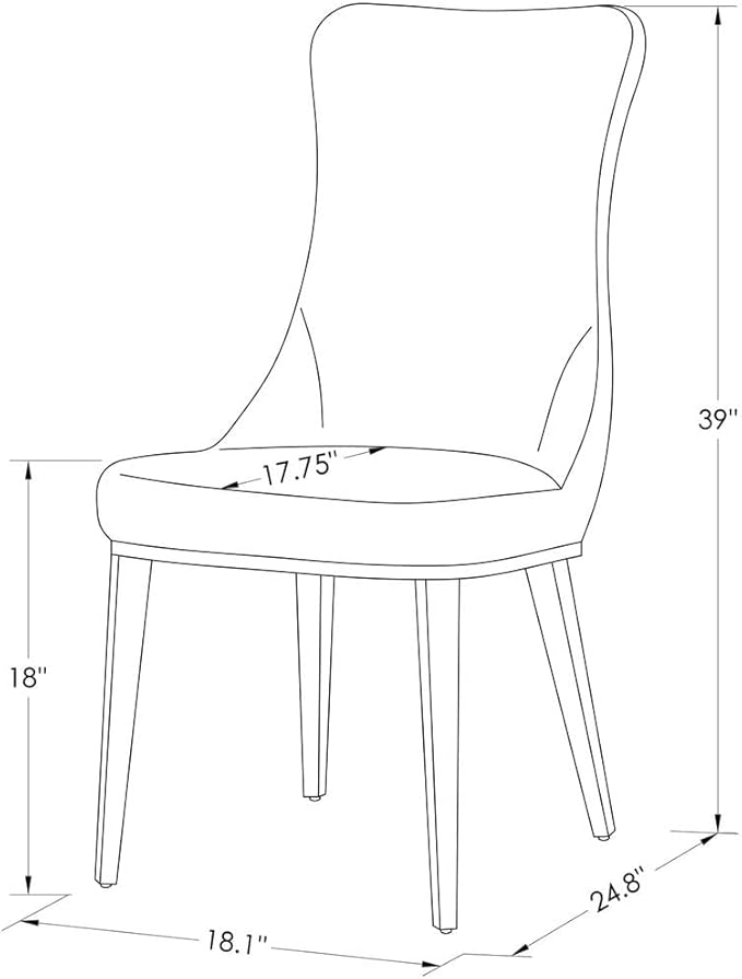 ZURI Modern Norma Dining Chair - Dark Gray with Brushed Stainless Steel Base