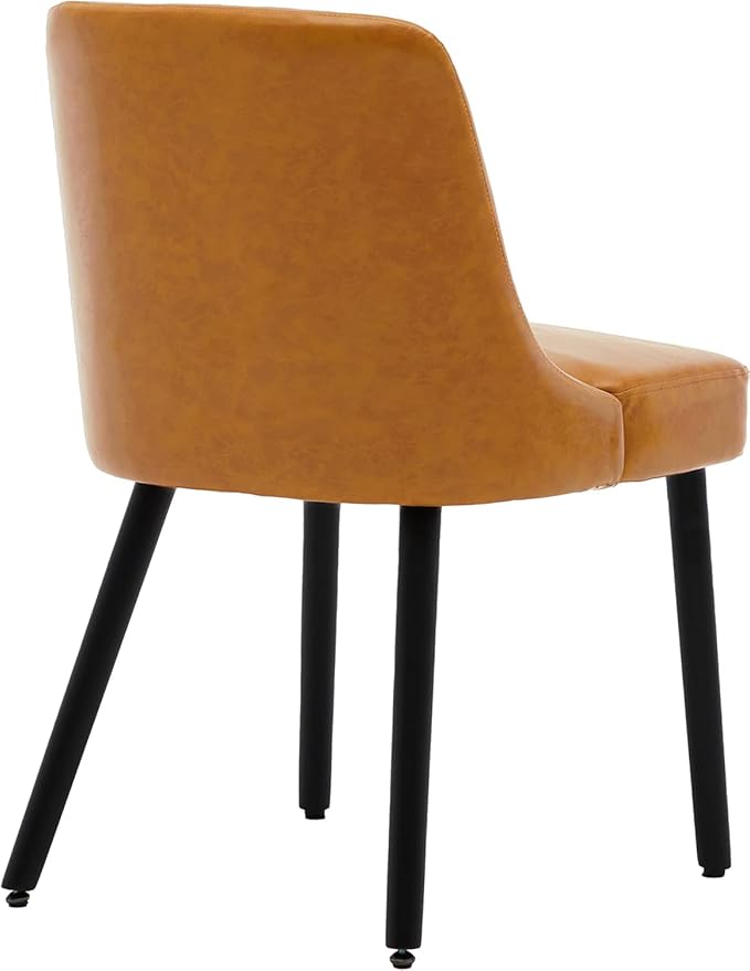 MINCETA Dining Chair,Morden Wood Leg Upholstered Kitchen Chair Set of 4,PU in Brown