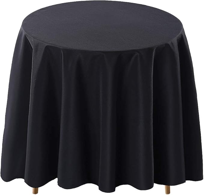 Surmente Black Tablecloth for Round Tables, 108-inch Round Table Cloths for Weddings, Banquets, or Restaurants