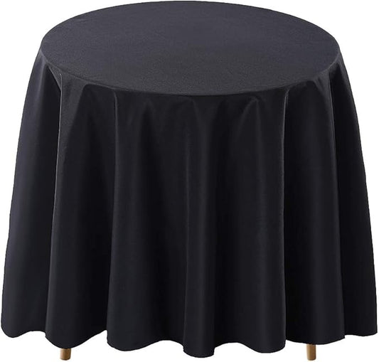 Surmente Black Tablecloth for Round Tables, 108-inch Round Table Cloths for Weddings, Banquets, or Restaurants