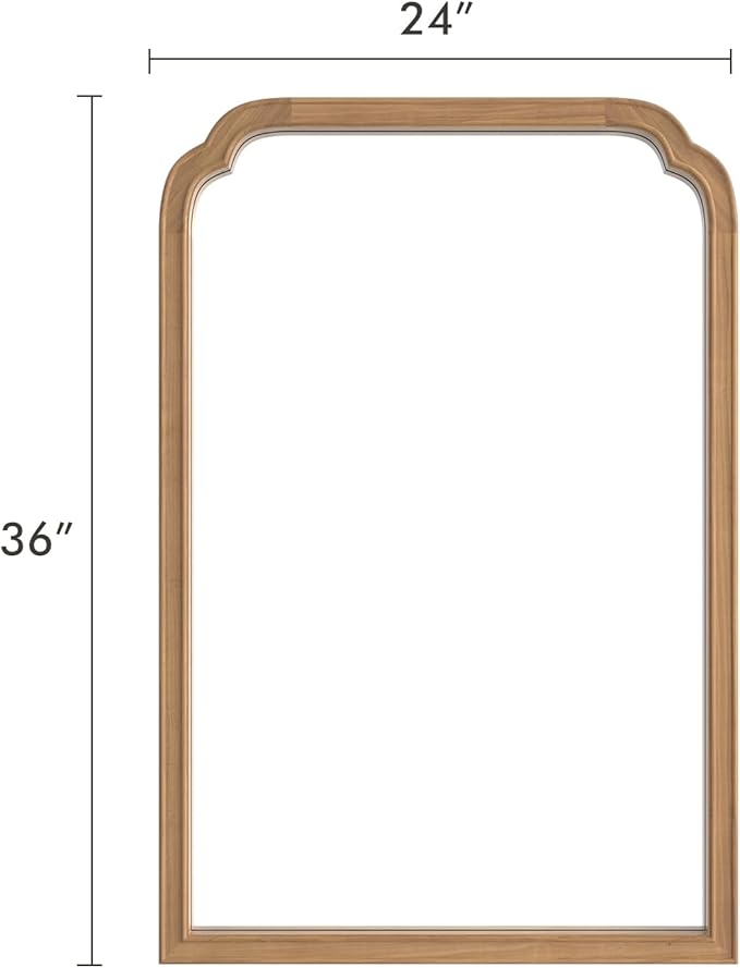 HOMECOOKIN Wood Bathroom Mirrors for Wall Mounted, 24" x 36" Rustic Wood Frame Wall Mirrors Decorative for Living Room or Bedroom Vanity Mirror (Honey-Colored) B
