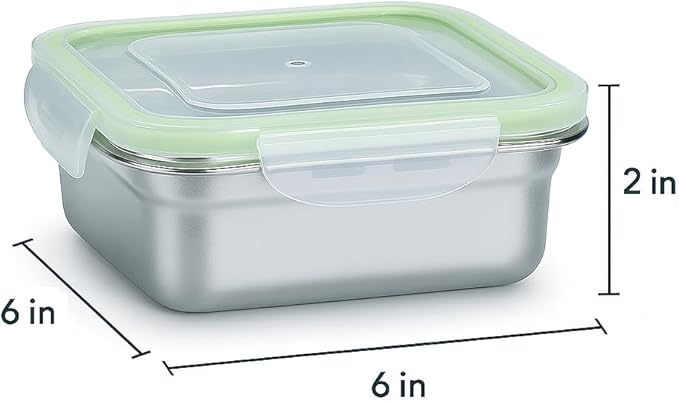 Set of 2 Stainless Steel Sandwich Containers - Food Grade Metal Base with a BPA Free Leakproof & Airtight Silicone Seal Lid. Great for Sandwiches, Snacks, Meal Prep & Food Storage - Orange/Green