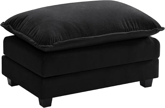 Ihanherry Ottoman for Modular Sectional Cloud Couch, Chenille Deep Seat Sofa for Living Room, Bedroom and Apartment, Black