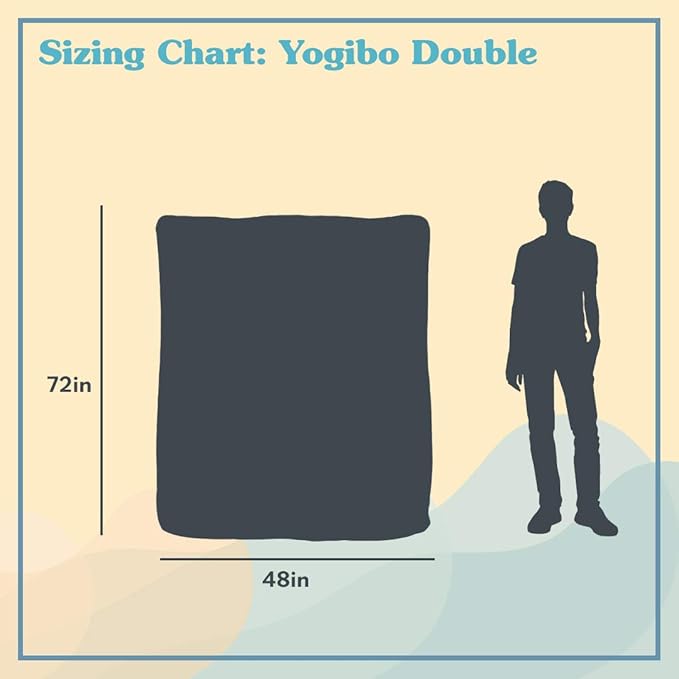 Yogibo Double Oversized Bean Bag Chair, Beanbag Bed with a Washable Outer Cover, Cozy Sofa for Gaming, Reading, and Relaxing, Filled with Soft Mini Beads, Brown