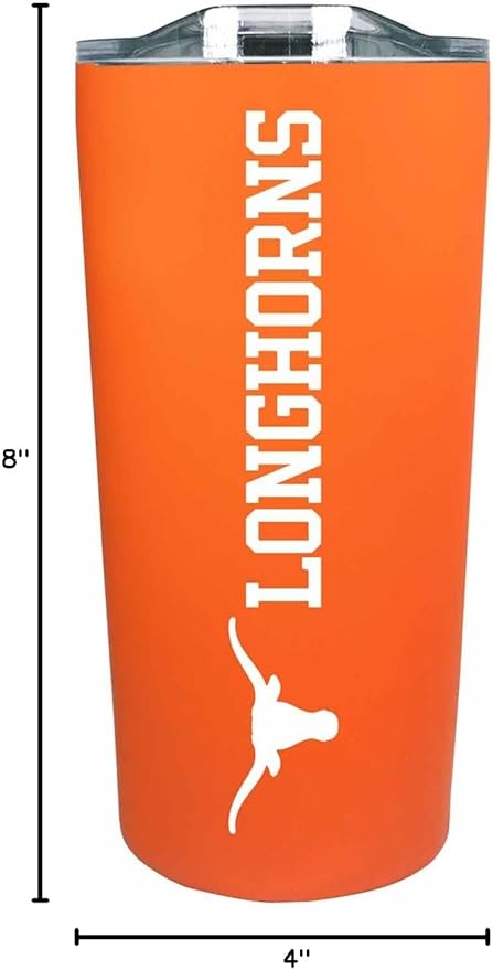 Campus Colors NCAA Stainless Steel Tumbler perfect for Gameday - 18 oz - Double Walled - Keeps Drinks Perfectly Insulated (Texas Longhorns - Texas Orange)