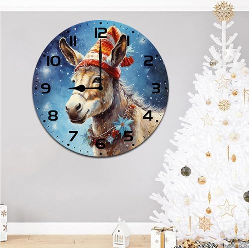 Donkey Wall Clock Large Silent Non-Ticking Battery Operated Modern Clocks for Living Room Decor/Bedroom/Office (10x10 in)