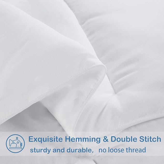EASELAND California King Down Alternative Comforter - Quilted Duvet Insert for All Seasons, Soft Lightweight with Corner Tabs, Summer Winter Warm Bedding, White 96x104 Inches