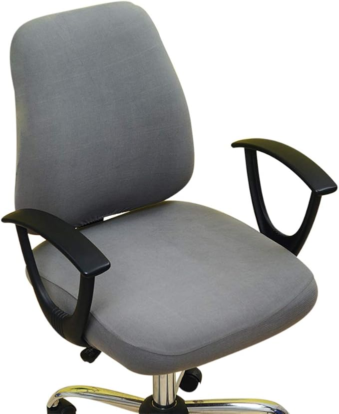 Computer Office Chair Cover, Split Protective & Stretchable Rotating Armchair Slipcover, Washable Dining Chairs Covers (Gray)